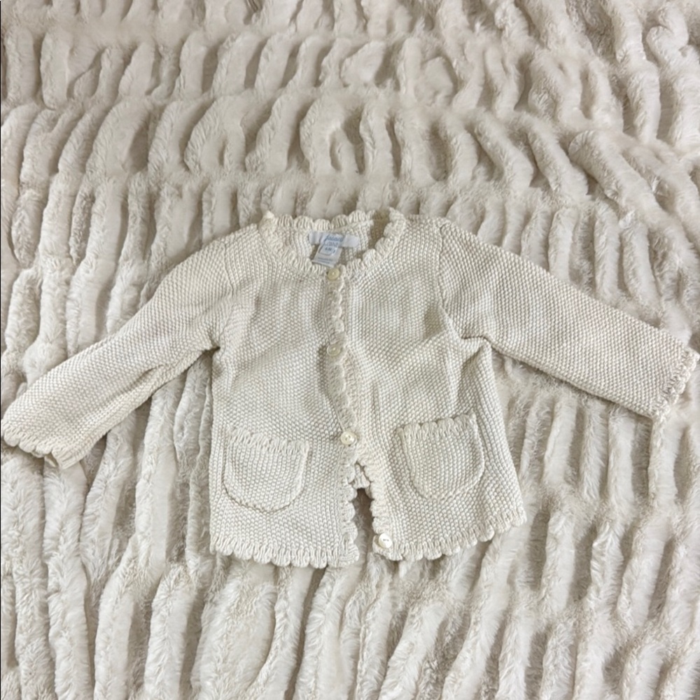 Jacadi Cream Knit Cardigan with Front Pockets